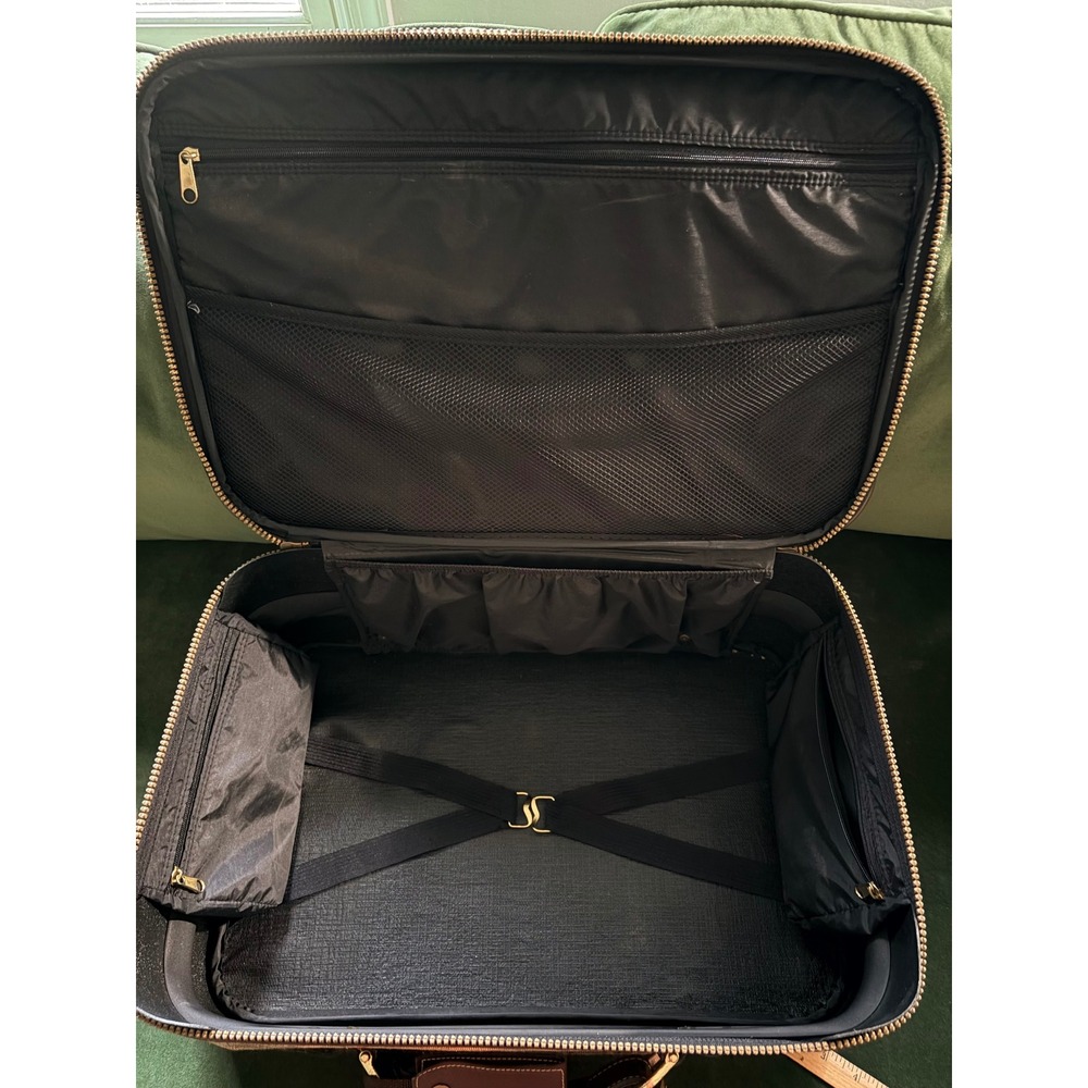 Vintage Tapestry Rolling Suitcase | Fox Hunt | Carry On Bag | Capizio |Brown Tan - Picture 3 of 16